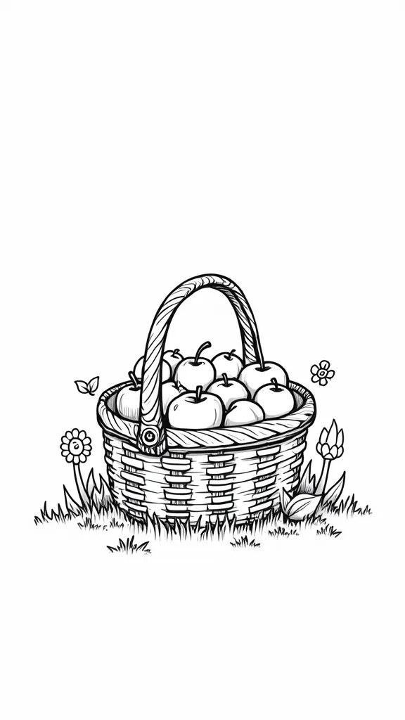 apple basket coloring page